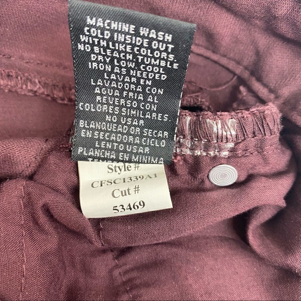 1822 Denim Skinny Jeans Sz 24 Stretch Raw Hems Maroon New WO Tag - Picture 6 of 10